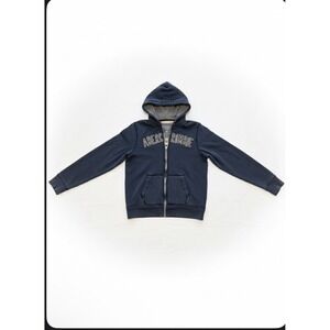 Vintage Abercrombie&Fitch Hoodie Sz2XL Blue Zip Up Thermal Grunge Heavyweigh Y2K